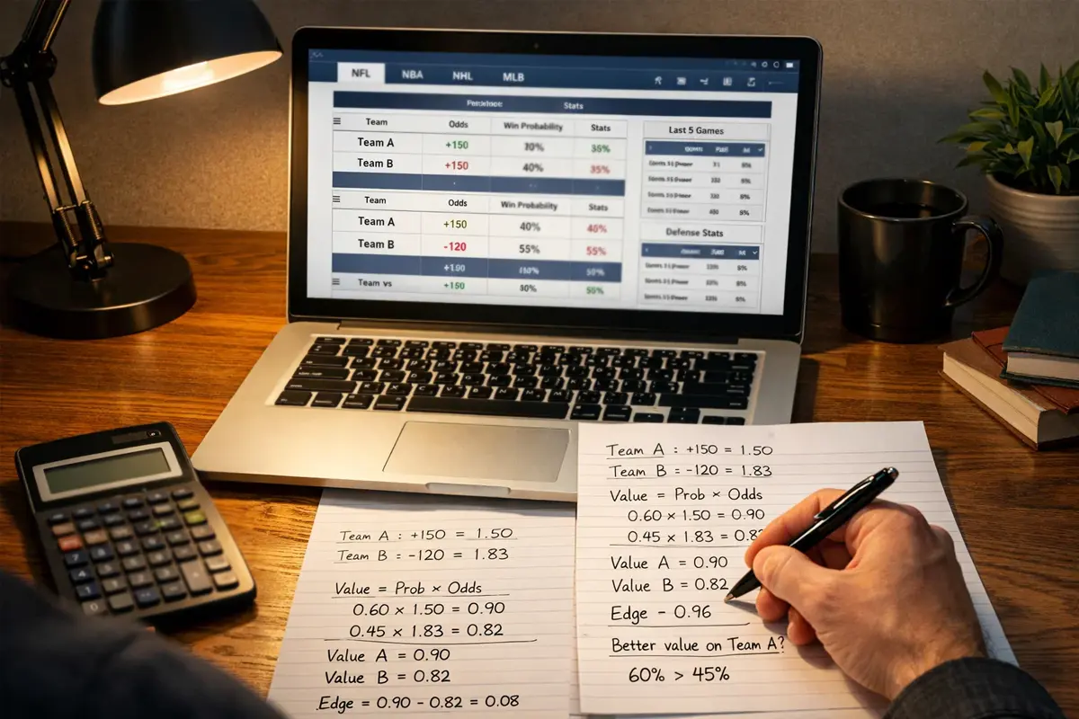 Wedder vergelijkt odds op laptop met handgeschreven berekeningen